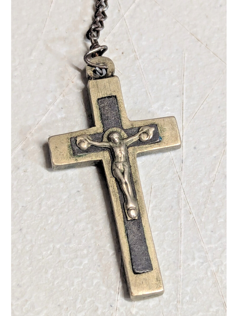 Antique French Rosary Black Wood Carved Rose Beads Marian Cross France 20.5"